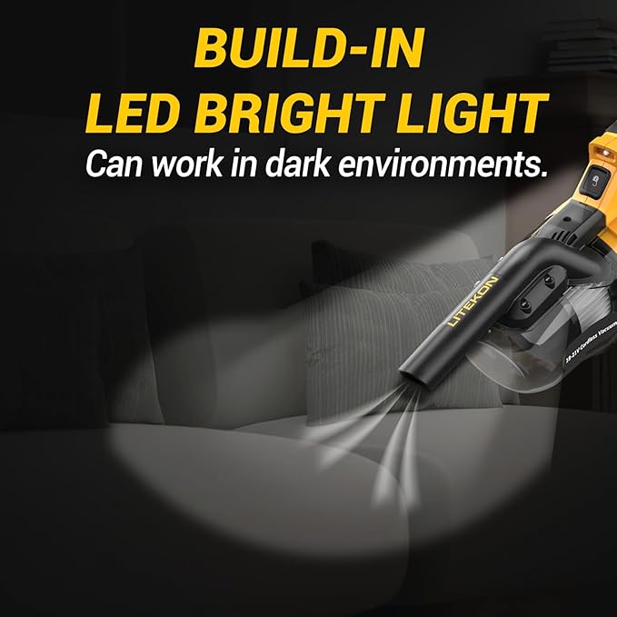 Cordless Vacuum Compatible with 𝗗𝗘-𝗪𝗔𝗟𝗧 20V Max Battery (No Battery), Handheld Battery Powered Vacuum Cleaner for Wood Floor, Carpet, Car Cleaning, 125AW (Tool Only)