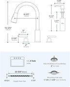 APPASO 2 Handle Kitchen Faucet, 3 Hole Kitchen Sink Faucet with Soap Dispenser, High Arc Brushed Nickel Stainless Steel 4 Hole Faucet for Kitchen Sink