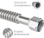 (Pack of 2) EFIELD 24-inch 3/4" FIP x 3/4" FIP Flexible Stainless Steel Corrugated Hose Connector for Water Heater, Water Softener,(HOSE040)