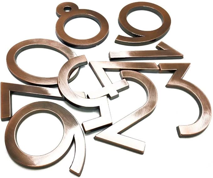 Diggoo 10 Pack Mailbox Numbers 0-9, 2.76 Inch High, Door Address Numbers Stickers for Apartment, House, Room, Office, Cars, Trucks, Bronze Plating Process Number Sign