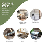 MORE - Stainless Steel Cleaner & Polish Spray + Microfiber Cloth - Stainless Steel Cleaner for Appliances, Sink, Fridge & Grill - Water-Based Streak-Free Formula - Peppermint Essential Oil Scent 16 oz