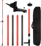 MOETER 12Ft/3.7M Telescoping Laser Level Pole, Adjustable Laser Pole with Universal Mounting Bracket 1/4”-20 & 5/8”-11 Adapters, Laser Level Stand for Rotary & Line Lasers (Without Tripod)