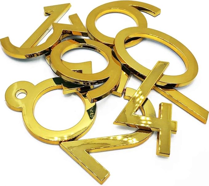 Diggoo 10 Pack Mailbox Numbers 0-9, 2 Inch High, Door Address Numbers Stickers for Apartment, House, Room, Office, Cars, Trucks, Gold Plating Process Number Sign