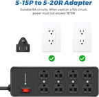 HEZI 8 Outlet Heavy Duty Power Strip, 15Amp Metal Mountable Surge Protector (2700J), Industrial Wall Mount Power Strip for Home, Office, Garage & Workshop, 10FT 14AWG Extension Cord