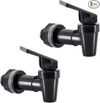 Replacement Cooler Faucet Water Bottle Jug, BPA-Free Plastic Spigot Spout Water Beverage Lever Pour Dispenser Valve, Crock Tap (2 Black)