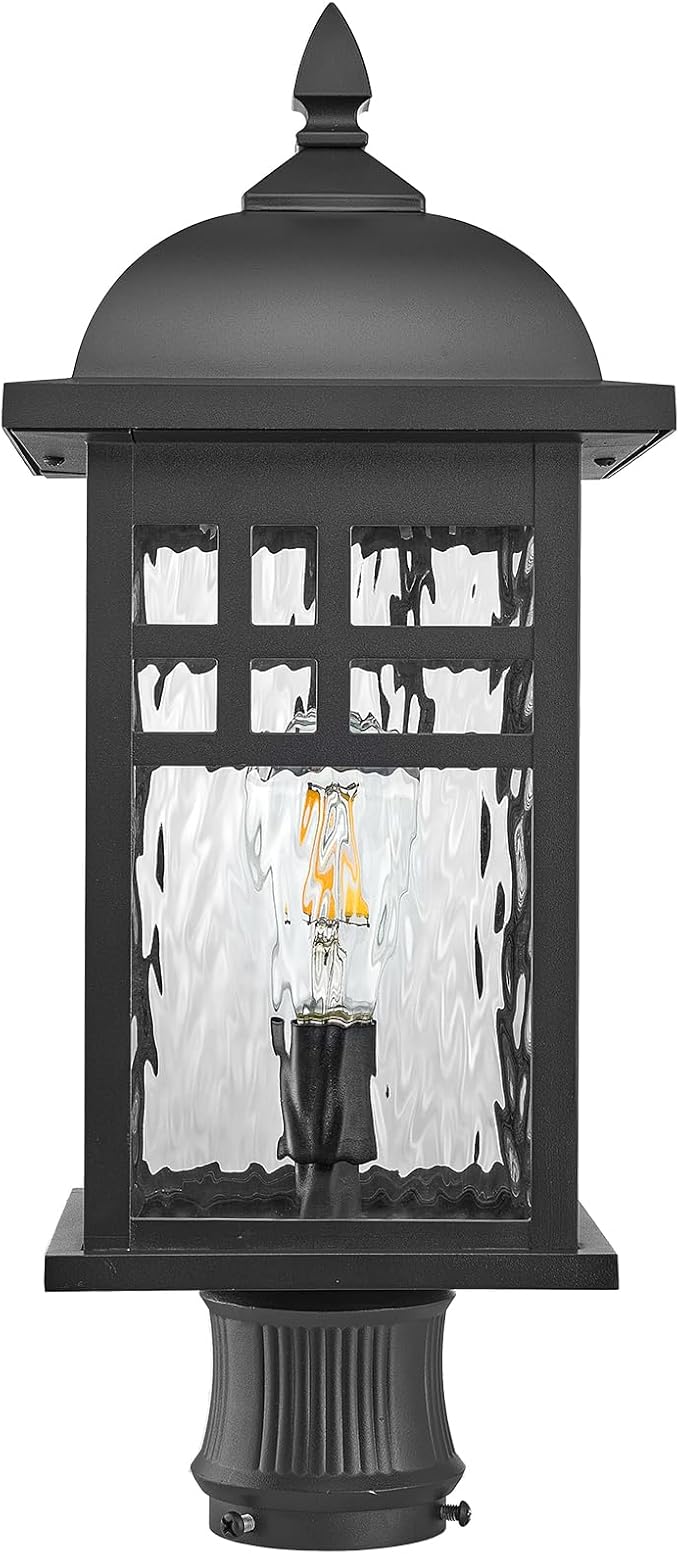 Outdoor Post Light Hard Wired Black Aluminum Pole Lights Outdoor 16 Inch Height Waterproof Column Lighting for Garden Pathway and Fence