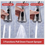Universal Kitchen Faucet Replacement Pull Down Sprayer with 3-Spray Modes & 16 Adapters - Compatible with Moen, Kohler, and Delta and Sink Faucets (Brushed Nickel)