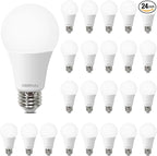 A19 Light Bulbs, 100 Watt Equivalent LED Bulbs, 5000K Daylight Light Bulbs, 1500 Lumen, E26 Standard Base, Non-Dimmable, 13W Bright White LED Bulbs for Bedroom Home Office, 24 Pack