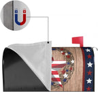 Kawani American Star Patriotic Mailbox Cover Magnetic 25.5 x 21 Inch Farmhouse Rustic Post Box Cover Wraps Garden Yard Home Decor for Outdoor