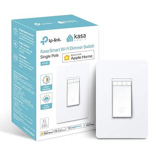Kasa Apple HomeKit Smart Dimmer Switch KS220, Single Pole, Neutral Wire Required, 2.4GHz Wi-Fi Light Switch Works with Siri, Alexa and Google Home, UL Certified, No Hub Required, White