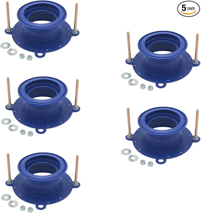 One N Done Toilet Flange Repair Kit – Complete Toilet Wax Ring Replacement Kit – Durable Waxless Toilet Ring – Includes Toilet Flange Bolts and nuts,washers - Toilet Flange Extension Kit (5 Packs)