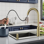 Smart Touch On Kitchen Faucet, 3 Modes Pull Down Sprayer, Sensor Activated, Ceramic Disc Valve, 360-Degree Rotation, 1 or 3 Hole Deck Plate. 10-Year Warranty. (KW-69J, Gold)