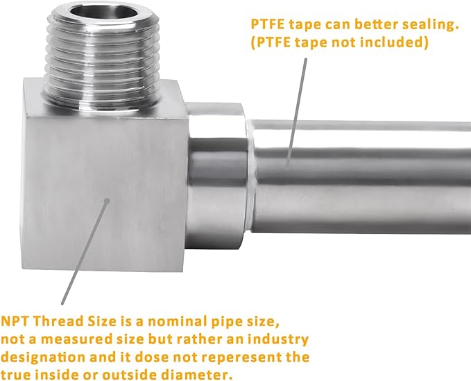 90 Degree Street Elbow - 1/2" NPT Male to 1/2" NPT Female Stainless Steel 304 Heavy Duty Forged Square Barstock Street Elbow Adapter Pipe Fitting (pack of 5)