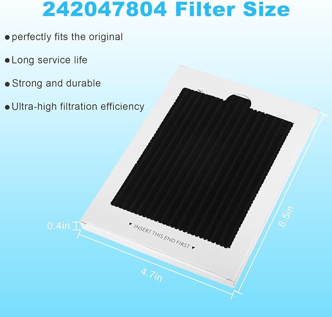6-Pack Premium Refrigerator Air Filter Replacement, Carbon Activated Filter Compatible with Frigidaire PAULTRA Pure Air Ultra and Electrolux EAFCBF Fridge for 242047804, 242047801, 242061001