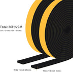 High Density Foam Weather Stripping Door Seal Strip Insulation Tape Roll for Insulating Door Frame, Window, Air Conditioner Soundproof Self Adhesive Sealing Weatherstrip(1 in x 1/4 in x 66 Ft)