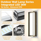 Sytmhoe 2Packs LED Outdoor Wall Lights,16inch Square 3000K 10%-100% Dimmable Exterior Wall Light Aluminum&PC Body Waterproof IP65 led Porch Light for House Patio Garage Garden(2Packs)