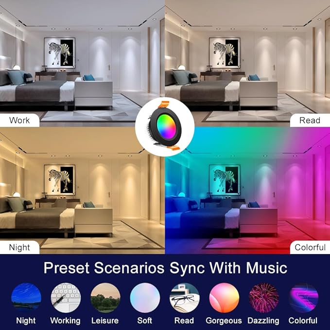 inShareplus 2 Inch Smart Recessed Lighting 10 Pack, 5W WiFi RGB LED Downlight 2700-6500K Dimmable, Color Changing, Black Trim, Alexa Google Compatible, with LED Driver, 120V Ceiling Lights