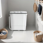 Portable Mini Twin Tub 18lbs Washing Machine With Drying Rack& 10 Hangers, 11lbs Washer & 7lbs Spinner, Small Laundry Washer with Time Control for Camping, Apartments, RV (18lbsBlack)