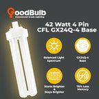 GoodBulb 42 Watt CFL Light Bulbs 4 Pin GX24Q-4 Base 2700K Soft White 42W High Output 3200 Lumens Triple Tube Compact Fluorescent Light Bulbs Plug-in 10 Pack