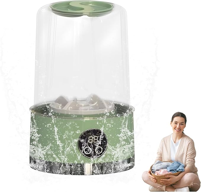 Underwear Washer, Portable Mini Washing Machine, Cordless Mini Washing Machine for Baby Clothes, Small Laundry, Lightweight for Apartment, Dorm, Hotel, Travel & Camping, Quiet Energy-Efficient (Green)