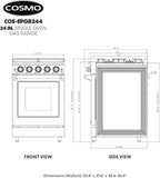 COSMO COS-EPGR244 24 in. Haven Collection 3.73 cu. ft. Gas Range with 4 Sealed Burners, Cast Iron Grates, Convection Oven, Stainless Steel