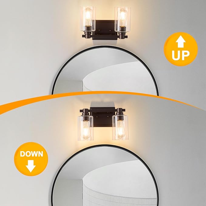 2 Lights Bathroom Lighting Fixtures Over Mirror Oil Rubbed Bronze Bathroom Vanity Light Fixture Farmhouse Vanity Light Vintage for Bedroom Living Room Hallway