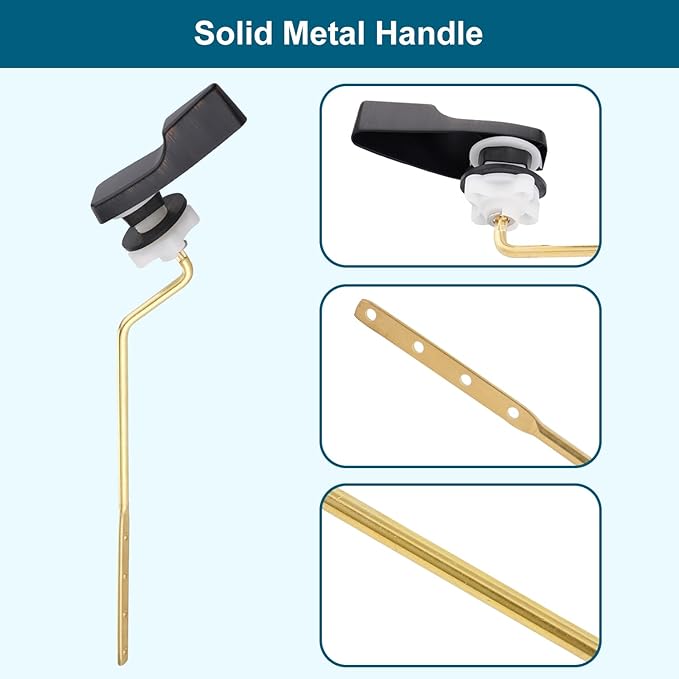 Hygie Rinse 2PACK Universal Metal Toilet Handle Replacement Kit Side Mount Compatible with American Standard/Mansfield/Gerber Toilet, Toilet Tank Flusher Lever with Flapper Chain, Oil-Rubbed Bronze