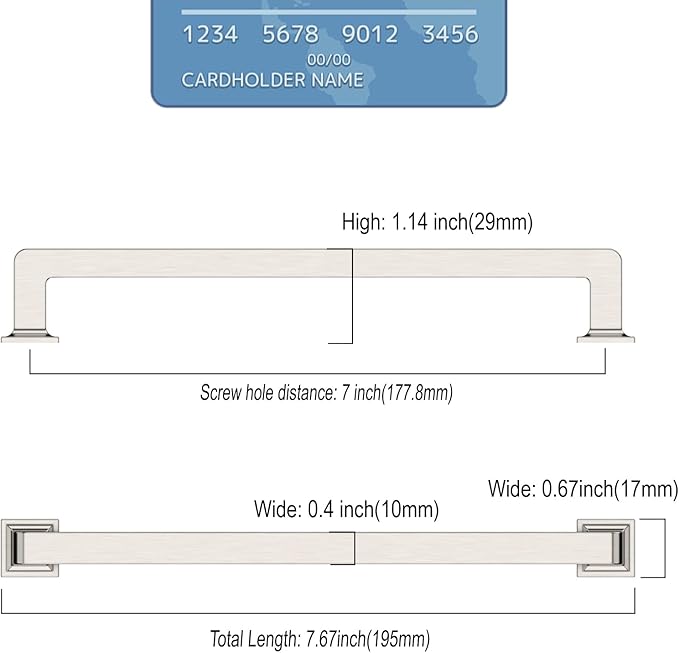 10 Pack 7 Inch Cabinet Handles Brushed Satin Nickel Cabinet Pulls Kitchen Cabinet Handles Kitchen Cabinet Hardware Kitchen Handles for Cabinets Cupboard Handles