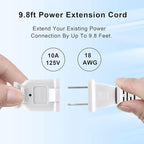 2 Prong Extension Cord,4-Pack Extension Cord for Indoor/Outdoor Use,US Male/Female Power Cable for NEMA 1-15P to NEMA 1-15R,White