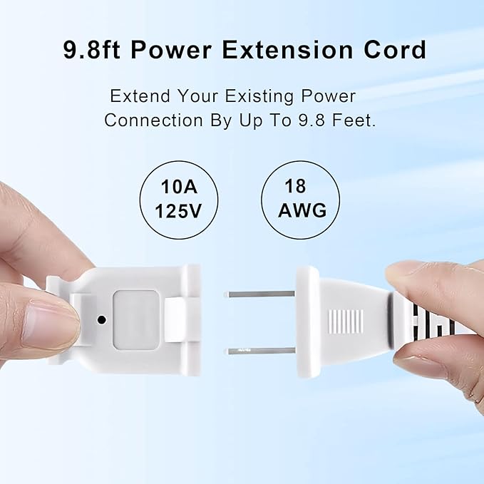 5Pack Extension Cord 10 FT, 2 Prong Power Cable for Indoor and Outdoor,US Male/Female Long Extension Cord for NEMA 1-15P to NEMA 1-15R