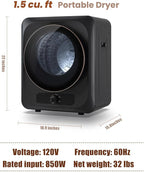 Auertech Portable Washer and Dryer Combo Set, 18 lbs Fully Automatic Washing Machine, 1.5CuFt Portable Dryers, Compact Washer and Dryer for Apartment, RV, Dorm