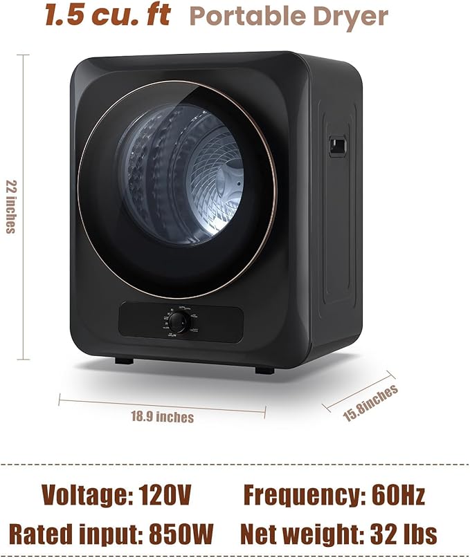 Auertech Portable Washer and Dryer Combo Set, 18 lbs Fully Automatic Washing Machine, 1.5CuFt Portable Dryers, Compact Washer and Dryer for Apartment, RV, Dorm