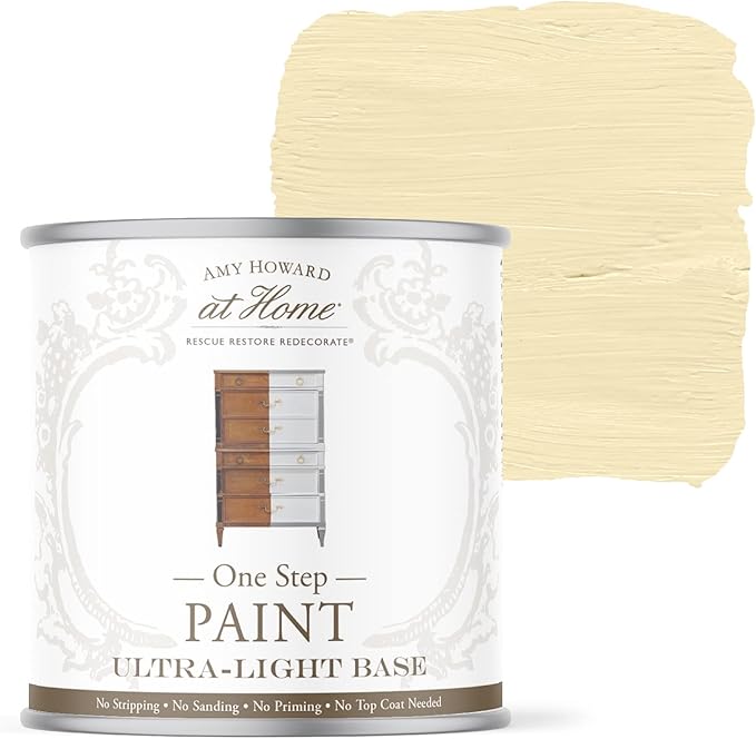 AMY HOWARD AT HOME Chalk-Based One Step Paint for Furniture, Cabinetry, Decor, Finish, and More | No Stripping, Sanding, or Priming | Ultra-Light Base | 32 Ounce | Mollie Yellow