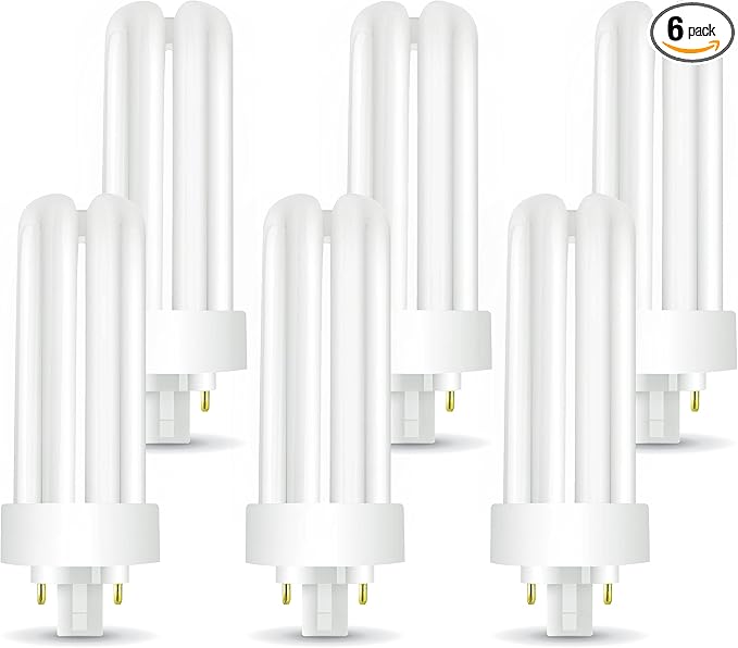 Circle (6 Pack PLT-26W 827, 4 Pin GX24q-3, 26 Watt Triple Tube, Compact Fluorescent Light Bulb. 2700K Warm White, 6 Count.