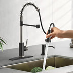 Smart Touch On Kitchen Faucet, 3 Modes Pull Down Sprayer, Sensor Activated, Ceramic Disc Valve, 360-Degree Rotation, 1 or 3 Hole Deck Plate. 10-Year Warranty. (KW-62NR, Brushed Nickel/Black)