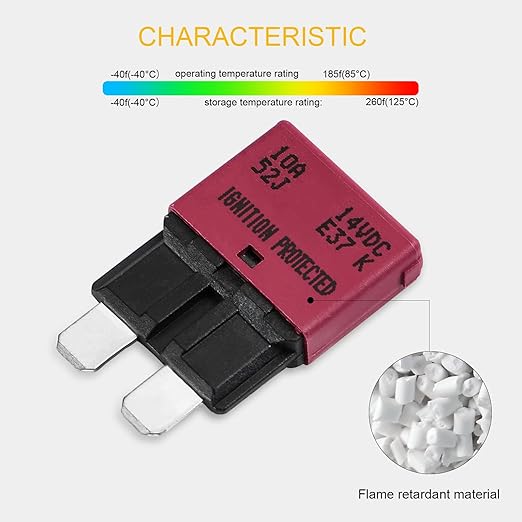 GLOSO Circuit Breakers E37 Auto (T1) Reset Low Profile ATC/ATO - (25A - 3 Pack)