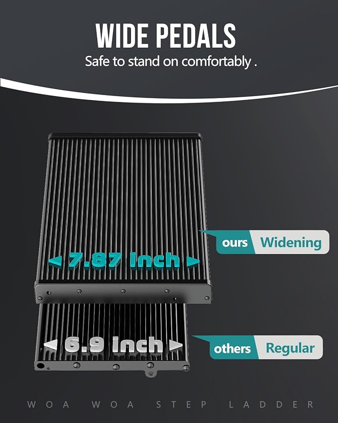 WOA WOA Step Ladder, Portable Lightweight Home Ladder, Folding Step Stool with Widening Pedals, Kitchen Stepladder, Space Save, Easy to Store, 300 lbs Capacity (3 Step, Black)