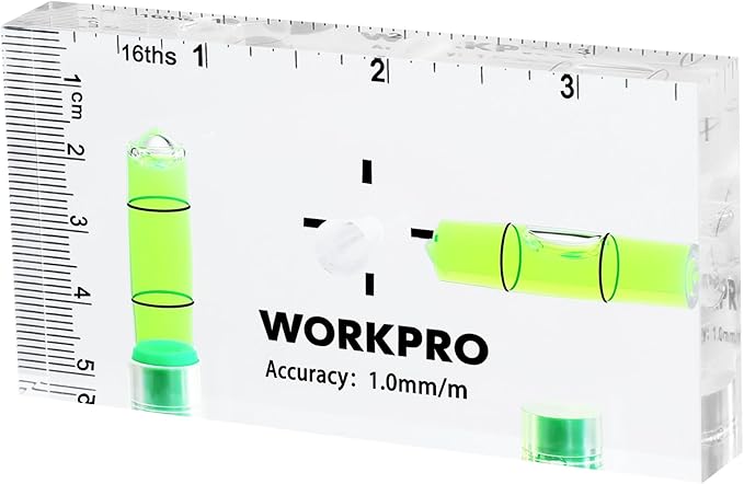 WORKPRO Small Level, 3-3/4 Inch Mini Level Tool, Magnetic Level with 2 Different Bubbles 90°/180°, Shatterproof Cross Check Bubble Level, Pocket Level for Picture Hanging Tool