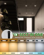 zouzai Square Led Recessed Lighting,5CCT Ultra Thin Square Led Ceiling Light with Junction Box,CRI90,2700K-5000K Selectable,Dimmable Canless Downlight,ETL and Energy Star (Black【12 Pack】, 4 Inch)