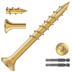 #8 x 1-5/8" Deck Screws (1530Pcs) 10lb. Exterior Wood Screws. Carbon Steel, Tan, Flat Head, Rust Resistant epoxy Coated, with T25 Star Bit