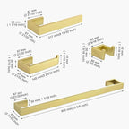 TNOMS Light Gold Towel Bar Set 4 Pieces Bathroom Hardware Set Wall Mounted Stainless Steel,Towel Bar+Towel Holder+Towel Hook+Toilet Paper Holder,23.6 inch