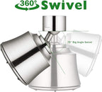 Houtingmaan Kitchen Sink Faucet Aerator with 2 Ball Joint, Big Angle Swivel Sprayer Head Replacement with 4 Spray Models, 55/64-27UNS Famale Thread - Brushed Nickel