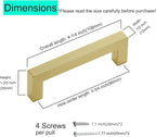 30 Pack Brushed Brass Drawer Pulls 3 3/4 Inch Hole Center Stainless Steel Square Cabinet Pulls Brushed Gold Cabinet Handles Gold Kitchen Cabinet Pulls