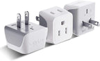 Japan, Philippines Travel Adapter Plug by Ceptics - USA 3 Pin Polarized to 2 Prong Unpolarized - Type A (3 Pack) - Dual Inputs - Ultra Compact - Perfect for Cell Phones, Tablet, Camera Chargers (CT-6)