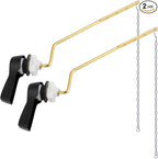 Hibbent 2 Pack Universal Side Mount Toilet Handle Angle-Mount Adjustable Tank Flush Lever Replacement Handle with 2 Pieces Stainless Steel Flapper Chains for Most Side Mount Toilets-Matte Black