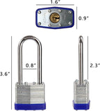 SEPOX® 2PCS Heavy Duty Padlock Keyed Alike, 40MM 1-9/16" Laminated Steel Lock Body, 2-3/8" Extra Long Shackle, Ideal for Gym Locker, Sheds, Gate, Warehouse, Tool Box, Hasp (4 Keys Same)
