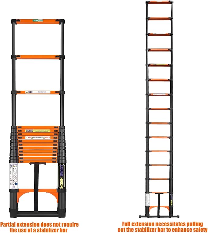 Telescopiing Ladder 14.5ft / 4.4m Extendable Extension Folding Non-Slip Ladder for Multi-Purpose Household