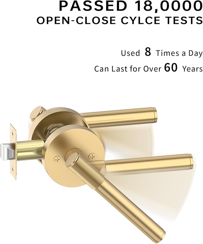 Asidrama 6 Pack Champagne Bronze Passage Door Handles, Door Lever with Door Knobs Indoor for Bedroom or Bathroom, Heavy Duty Door Handles Interior with Locks for Left Right Sided Doors