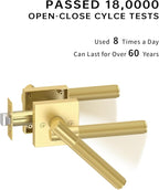 Asidrama 1 Pack Gold Privacy Door Handles, Door Lever with Door Knobs Indoor for Bedroom or Bathroom, Heavy Duty Door Handles Interior with Locks for Left Right Sided Doors