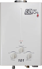 EZ 101 Outdoor Tankless Water Heater - Propane (LPG) Gas - 2 GPM - Small - Portable - Point of use - Battery Powered Ignition - Camping - RV - Hunting